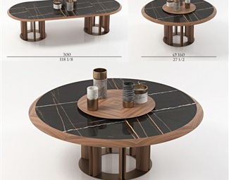 现代黑色大理石餐桌