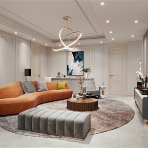 美式 客厅 起居室茶区