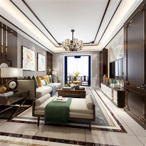 新中式 客餐厅 全景