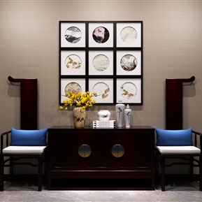 新中式 玄关柜 装饰柜装饰品组合