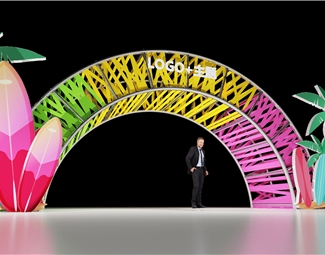 现代商场美陈拱门3d模型下载-3d溜溜网