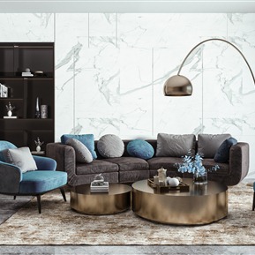 现代 沙发茶几组合 弧形沙发