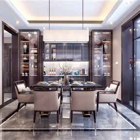 新中式 餐厅 餐厅厨房