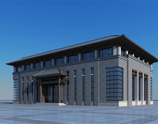 新中式新中式高层办公楼3d模型下载-3d溜溜网