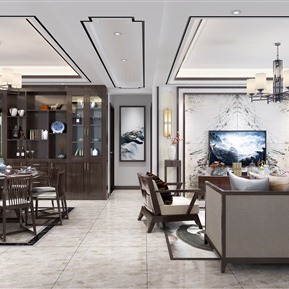 新中式 客餐厅 客厅餐厅