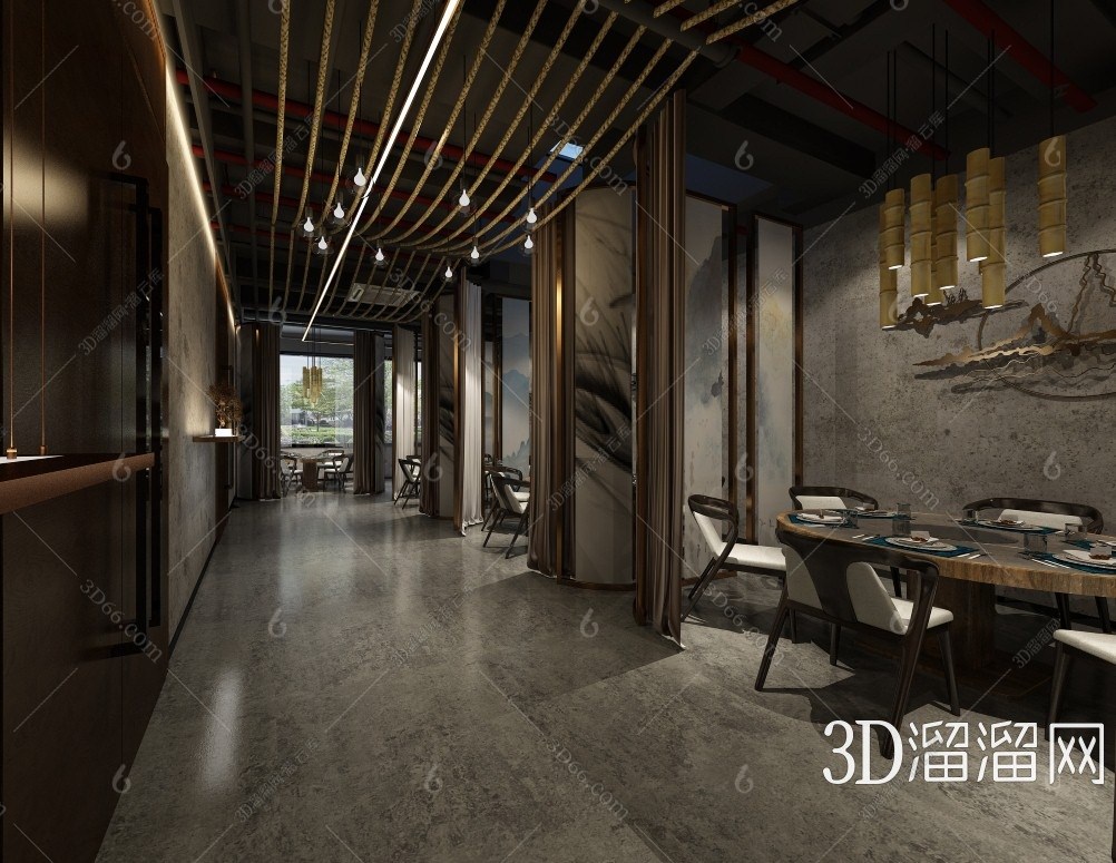 新中式餐厅接待台3d模型下载