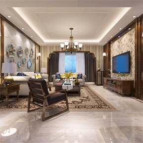 美式 客厅 简美客餐厅