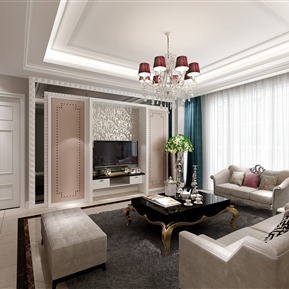 复古 客厅 客餐厅