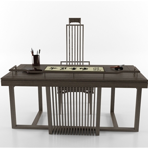 新中式 书桌椅 书桌椅组合