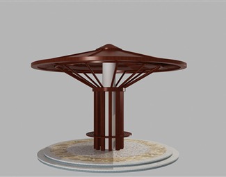 现代茅草屋顶廊架3d模型下载-3d溜溜网