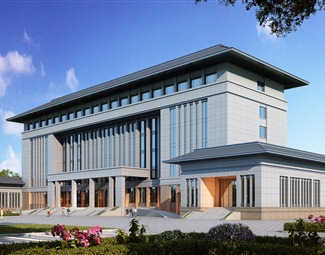 新中式新中式高层办公楼3d模型下载-3d溜溜网