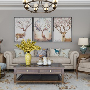 美式 沙发茶几组合