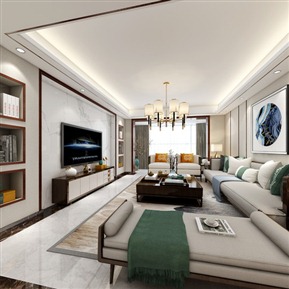 新中式 客餐厅 全景客餐厅