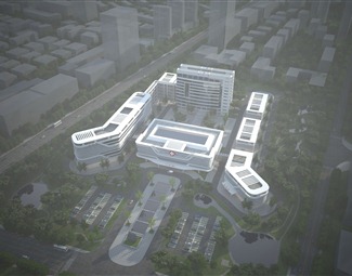现代 鸟瞰图 医院 医疗中心