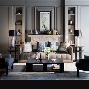 简欧 沙发茶几组合