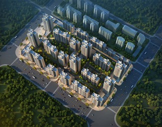 现代 鸟瞰图 小区鸟瞰
