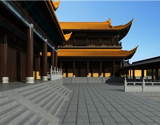 中式琉璃瓦古建