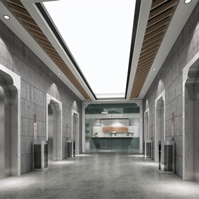 新中式 电梯厅  徽派电梯间