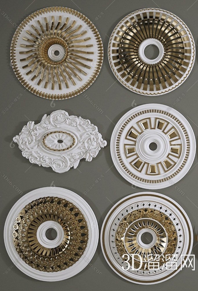 欧式圆形灯盘3d模型下载
