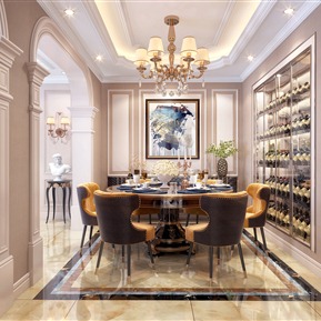 轻奢 餐厅 奢华餐厅酒柜