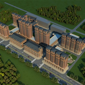 欧式 住宅区 住宅小区鸟瞰