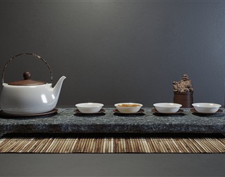 新中式茶具模型