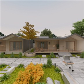 新中式 园林景观 民宿园林