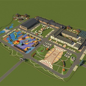 新中式 鸟瞰图 水上乐园 公园 接待中心