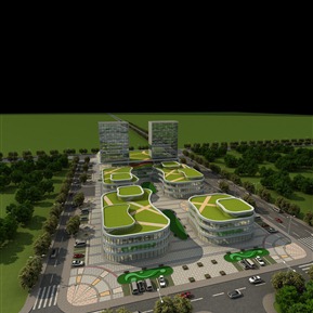 现代 鸟瞰图 绿色公寓商业住宅