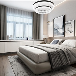 现代 卧室 客餐厅 主卧