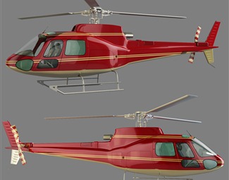 现代红色直升机