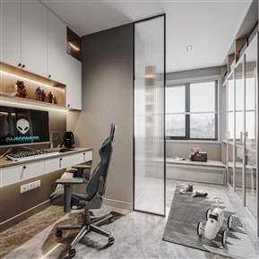 现代 书房 书房衣帽间