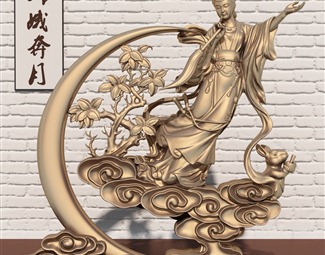 新中式女性雕塑