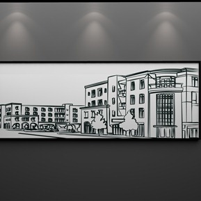 现代 装饰画 城市剪影画