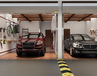 现代别墅地下车库3d模型下载