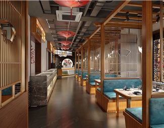 新中式 火锅店 餐饮大厅