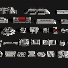 现代 机械零件 科幻电缆管道零部件