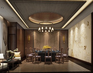 新中式会所餐厅大堂