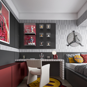 现代 榻榻米卧室 男孩房