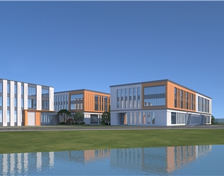 现代两层办公楼建筑3d模型下载