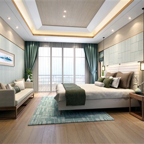 新中式 卧室 别墅主卧