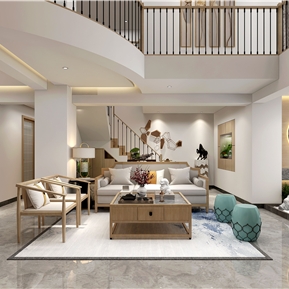 新中式 客餐厅 复式楼简约客餐厅