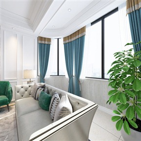 简欧 客厅 客厅餐厅玄关全景