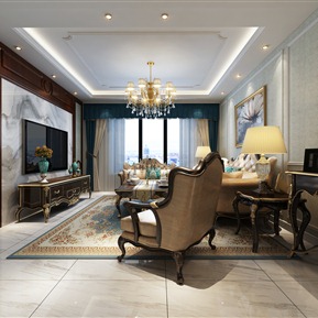 欧式 客厅 客餐厅