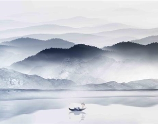 新中式山水水墨装饰画贴图下载-3d溜溜网