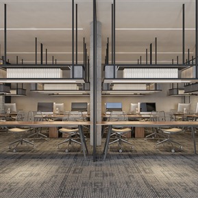 现代 公共办公区 办公区办公桌经理室