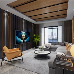 现代 客厅 客餐厅