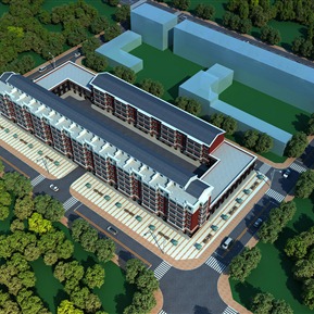 欧式 鸟瞰图 办公楼