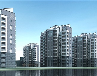 新中式 住宅区 多层住宅 住宅内景透视 住宅