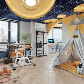 现代 娱乐室 儿童房活动室书房